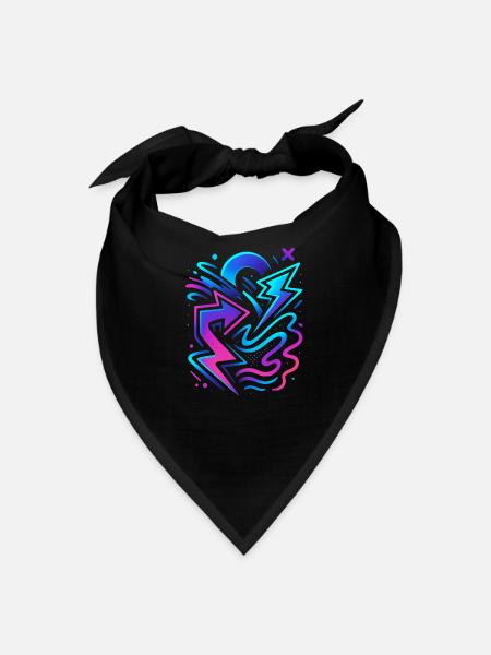 Neon Thunderstorm Graphic Design - Bandana - black