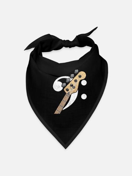 Bass Clef Guitar Bass Player Musician - Bandana - black - Front