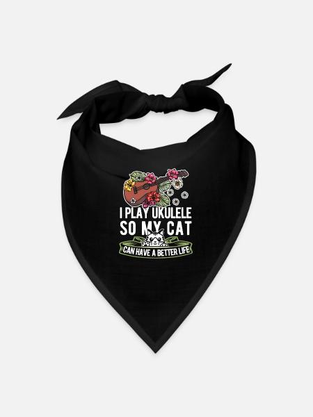 Ukulele Uke Cat - Bandana - black - Front