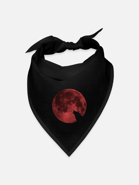 Wolf Howling Blood Moon - Bandana - black - Front