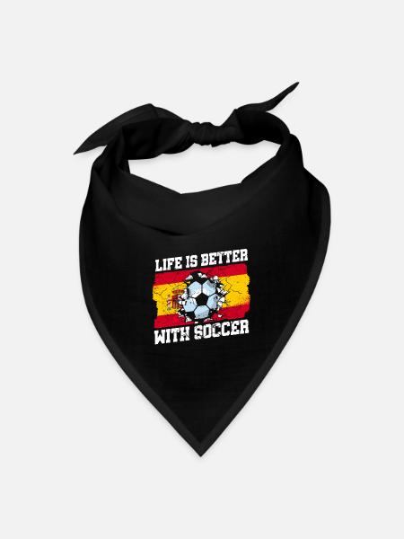 Life Is Better With Spanish Flag Football Player - Bandana - black