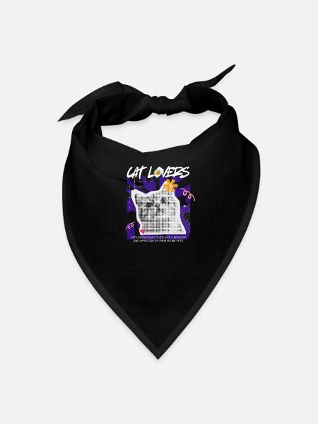 Cat Lovers Pop Collage - Bandana - black - Front