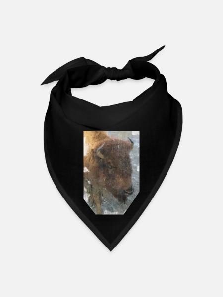 Buffalo walking in the rain - Bandana - black