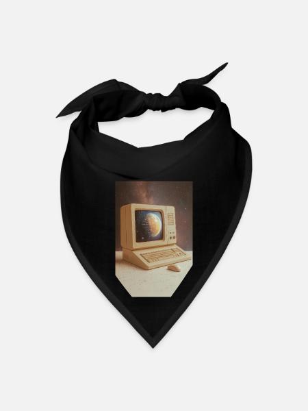 Retro Computer Meets Outer Space - Bandana - black - Front