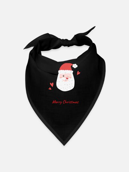 Santa Wink Hearts - Bandana - black