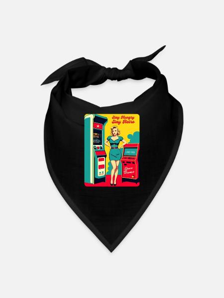 Cute Charming Witty Retro Art Style 70s Tech Humor - Bandana - black - Front