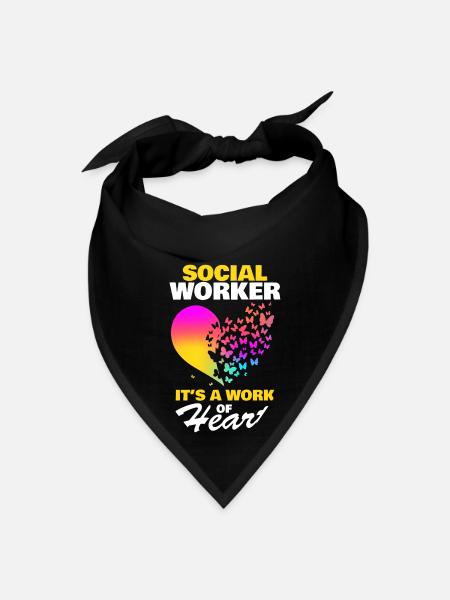 Social Worker Working By Heart Social Worker Gift - Bandana - black