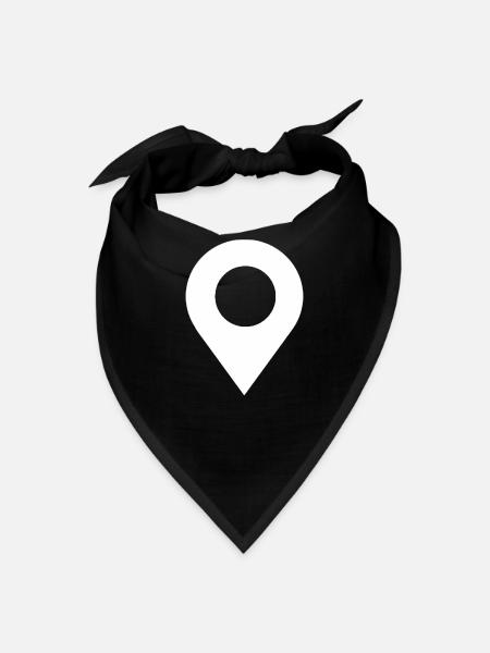 Bold Location Pin Silhouette - Bandana - black - Front