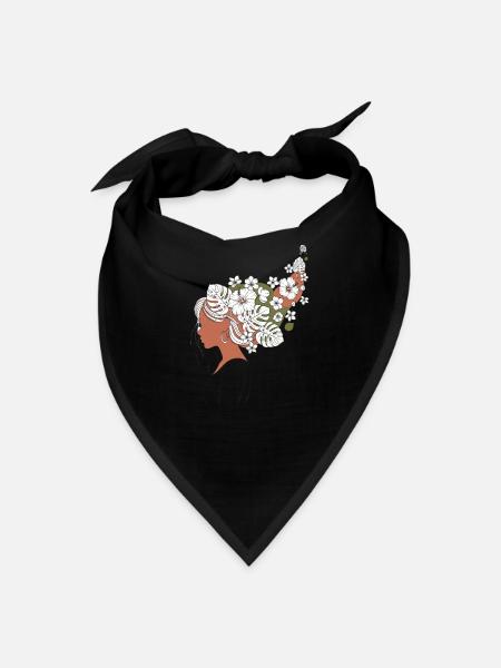 Boho Monstera Leaf Woman Line Art - Bandana - black