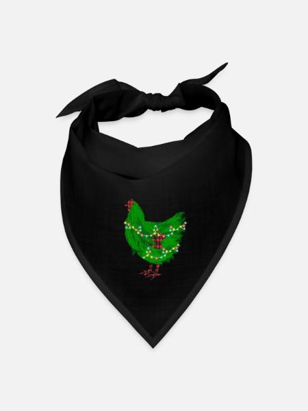 Chicken Christmas Pine Tree - Bandana - black - Front