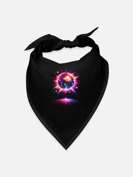 Disco Ball Neon 80s Design - Bandana - black