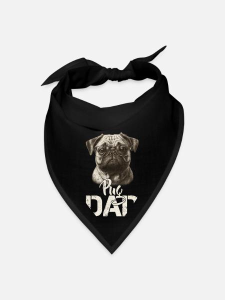Vintage Retro Sunset Proud Pug Dog Dad Pugdog Papa - Bandana - black