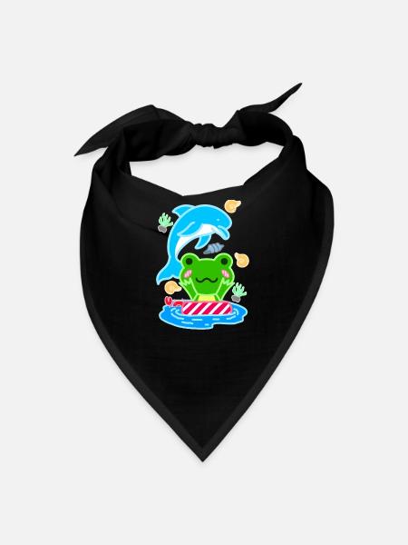 Dolphin and Frog Ocean Joy - Bandana - black