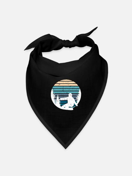 Pine Tree & Snowboard Art - Bandana - black - Front