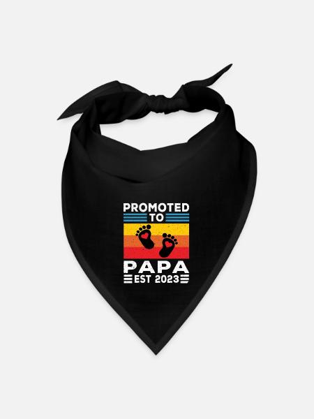 Papa | Promoted to Papa Est 2023 Dad Gifts Papa - Bandana - black - Front