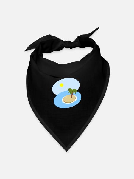 Tropical Isle Palm Illustration - Bandana - black