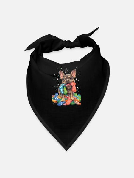 Puppy Sock Party Illustration - Bandana - black - Front