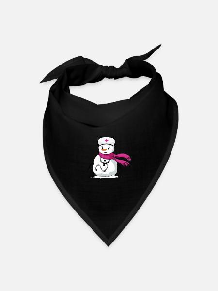 Funny snowman nurse with stethoscope - Bandana - black - Front