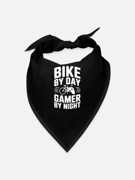 Bike By Day Gamer By Night - Bandana - black - Front