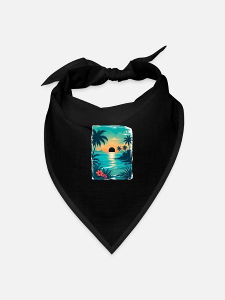 Tropical Sunset Palm Shore - Bandana - black - Front
