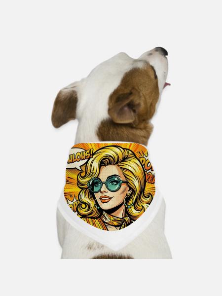 Retro 60s Pop Art  - Vibrant Comic Style Design - Dog Bandana - white - Front