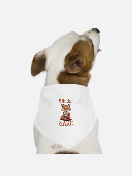 Oh For Fox Sake - Dog Bandana - white - Front