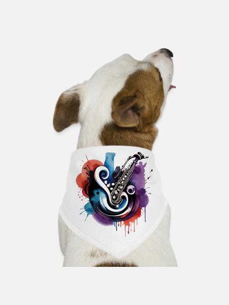 Awesome Music - Dog Bandana - white - Front