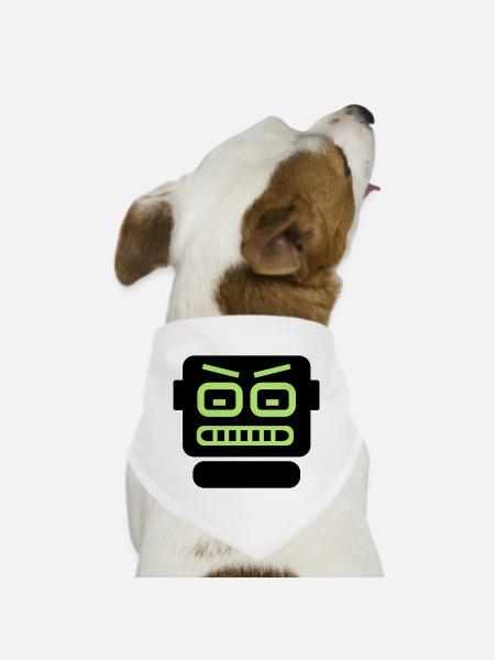 robot computer head - Dog Bandana - white - Front