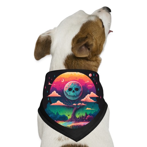 A Full Skull Moon Smiles Down On You - Psychedelic - Dog Bandana
