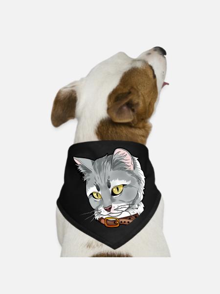 Siberian cat face cats kitty funny gift cartoon - Dog Bandana - black - Front