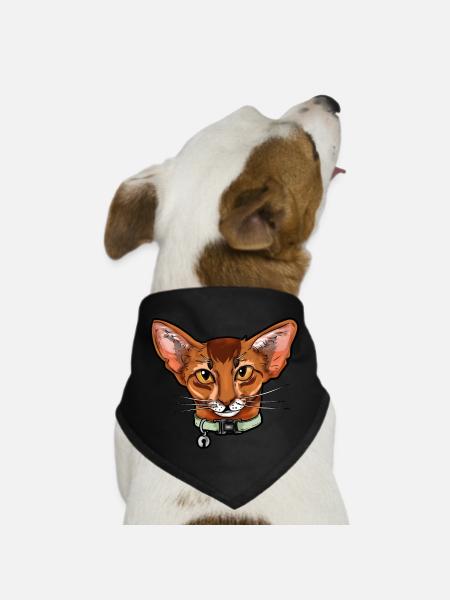 Abyssinian cat face Cats funny cute sweet gift - Dog Bandana - black - Front