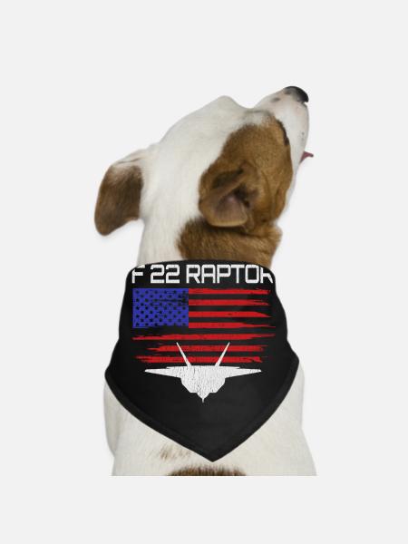 F22 Raptor American Flag Pilot - Dog Bandana - black - Front