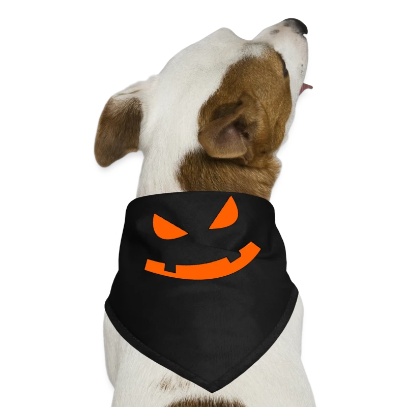 Big Scary Orange in Black Fierce Pumpkin Face Hall - Dog Bandana
