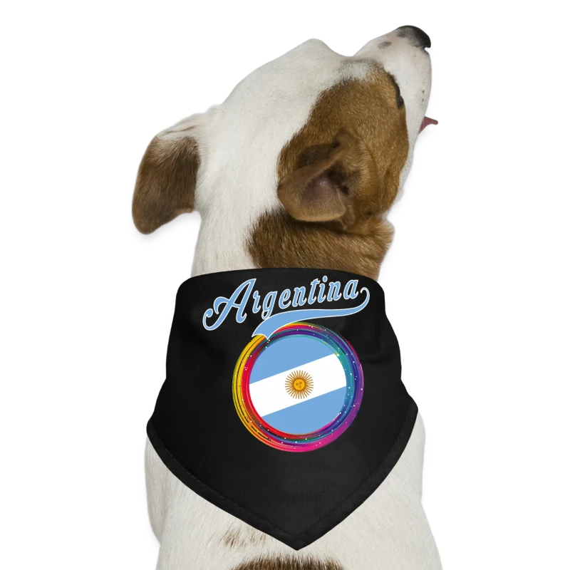 Argentina Sports Holi Color Framed Argentina Flag - Dog Bandana