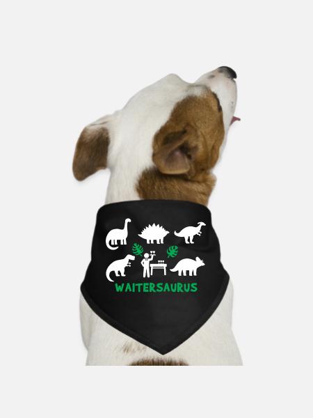 Waiter Saurus Dinosaur - Dog Bandana - black