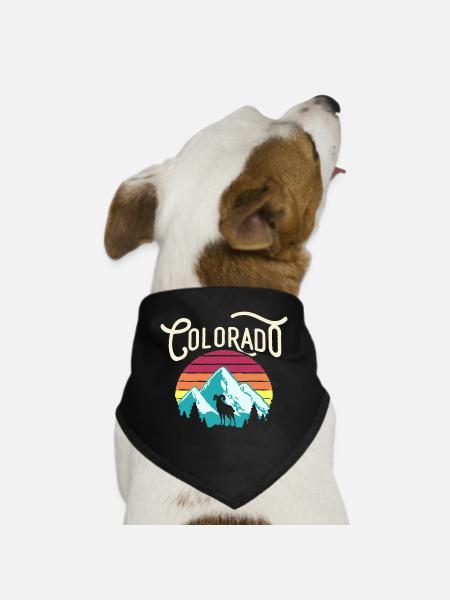retro colorado - Dog Bandana - black