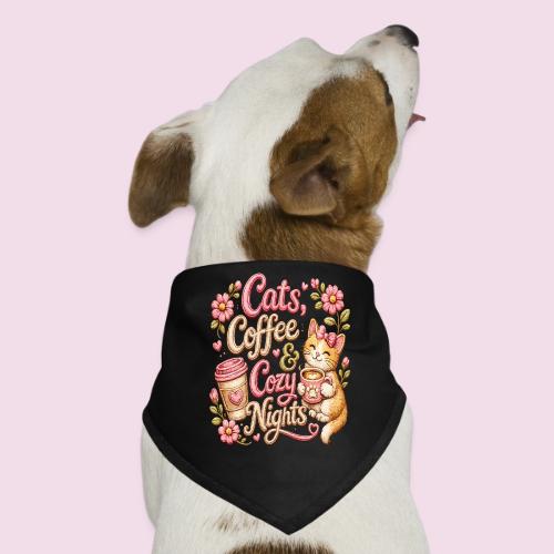 Cats, Coffee & Cozy Nights Faux Stitched Design - Dog Bandana