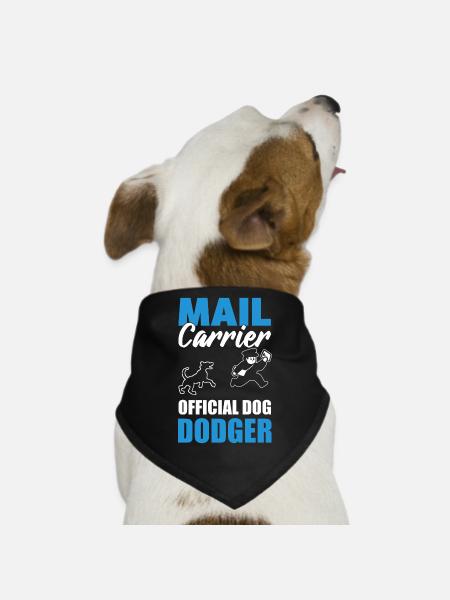 Funny Mailman And Dog Postal Worker - Dog Bandana - black - Front