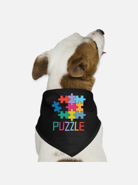 Puzzle Pattern - Dog Bandana - black - Front