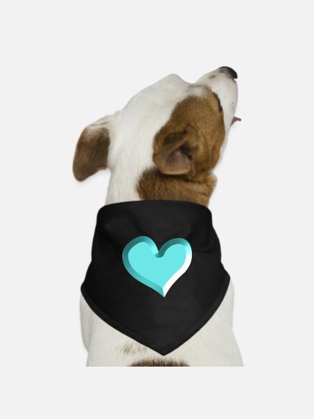 blue heart symbol red love - Dog Bandana - black - Front