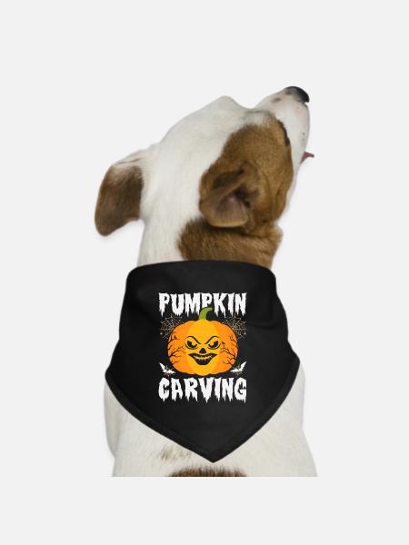 Pumpkin Carving. - Dog Bandana - black - Front