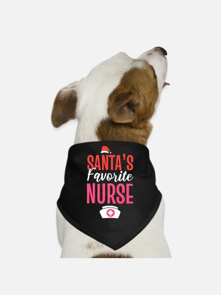 Santa's Favorite Nurse Registered Nurse - Dog Bandana - black - Front