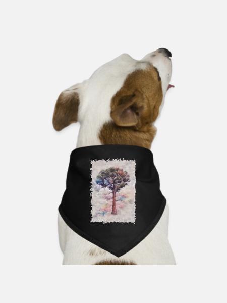 Australian pine tree painting - Dog Bandana - black - Front
