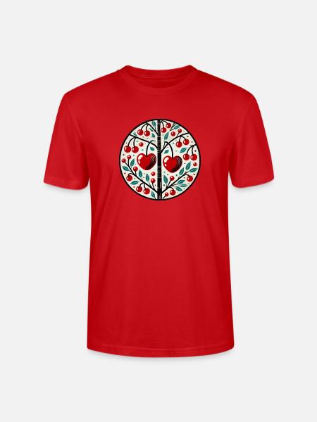 Heart Cherry Tree Folk Circle - Stanley/Stella Crafter Unisex Organic T-Shirt - red