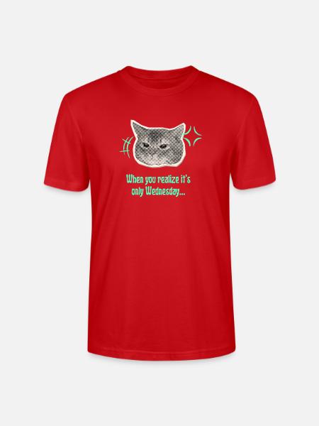 Wednesday Cat Halftone Meme - Stanley/Stella Crafter Unisex Organic T-Shirt - red