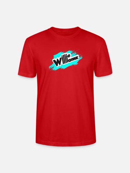 Willieamz Neon Splash Logo Tee - Stanley/Stella Crafter Unisex Organic T-Shirt - red