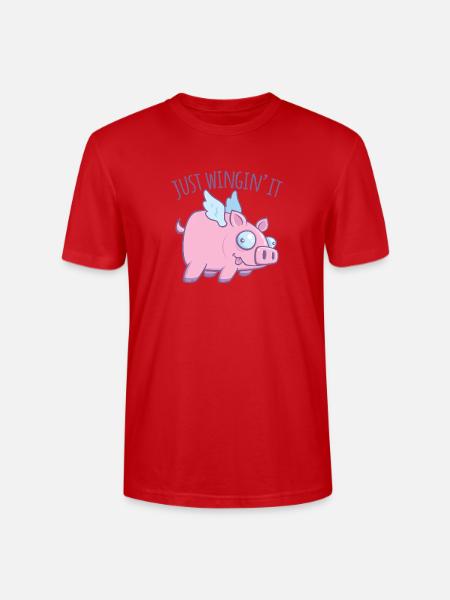 Just Wingin’ It Derpy Flying Pig - Stanley/Stella Crafter Unisex Organic T-Shirt - red