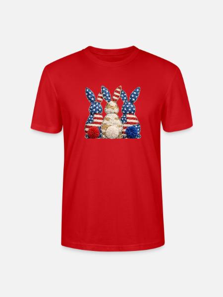 Patriotic Bunny Trio - Stanley/Stella Crafter Unisex Organic T-Shirt - red