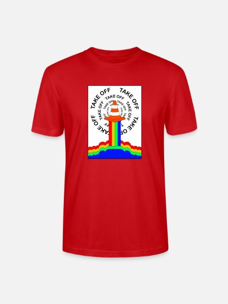 Safety Cone Rocket Rainbow Smoke Funny - Stanley/Stella Crafter Unisex Organic T-Shirt - red