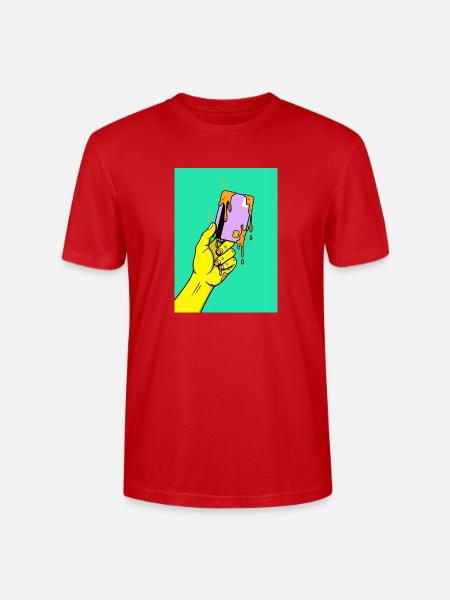 Melting Tech Pop Art Hand - Stanley/Stella Crafter Unisex Organic T-Shirt - red
